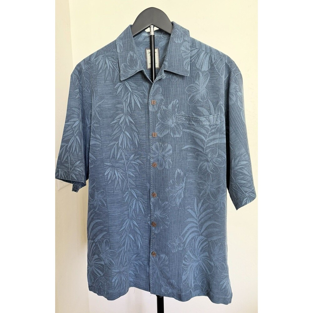 Jamaica Jaxx Men's Silk Hawaiian Shirt Floral Leaves M Resort Vacation Beach